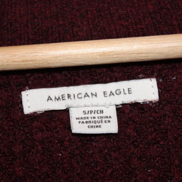 American Eagle Striped Oversized Ballon  sleeve V Neck Knit Pullover Sweater S - Picture 7 of 10